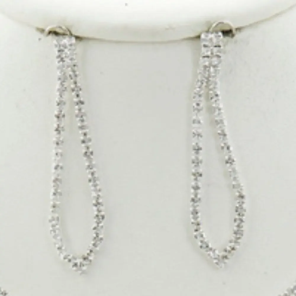 Silver Tone Clear Rhinestone Statement Necklace & Earring Set - Picture 2 of 3